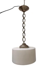 Art Deco Pendant Lamp with Original Milk Glass Shade, 1930s